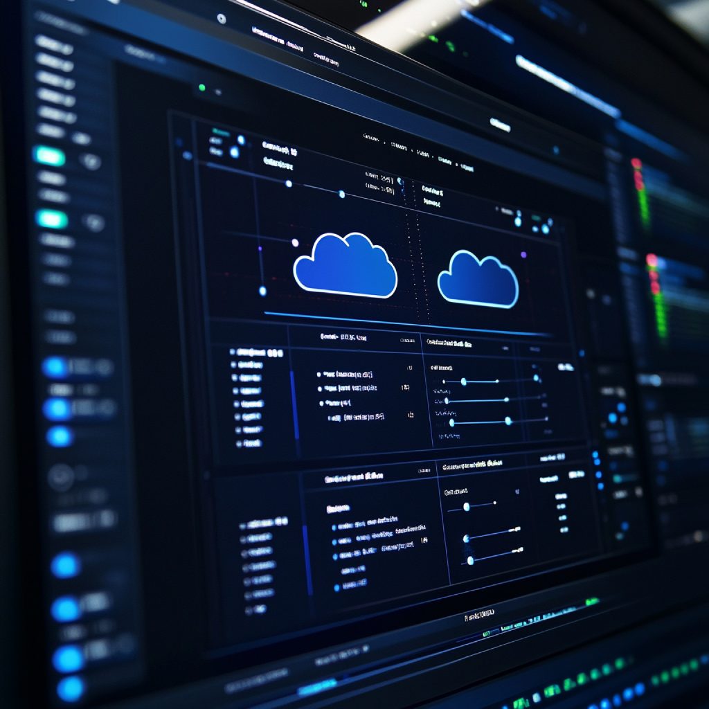 vps precios: pantalla de computador con nubes